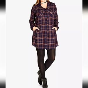 City Chic Trendy Plus Size Plaid Tunic Shirt